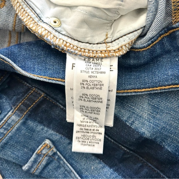 FRAME Denim Le Vintage Crop Jeans Flare Two-Tone Contrast Wide Fall Blue Size 25 - Picture 15 of 16